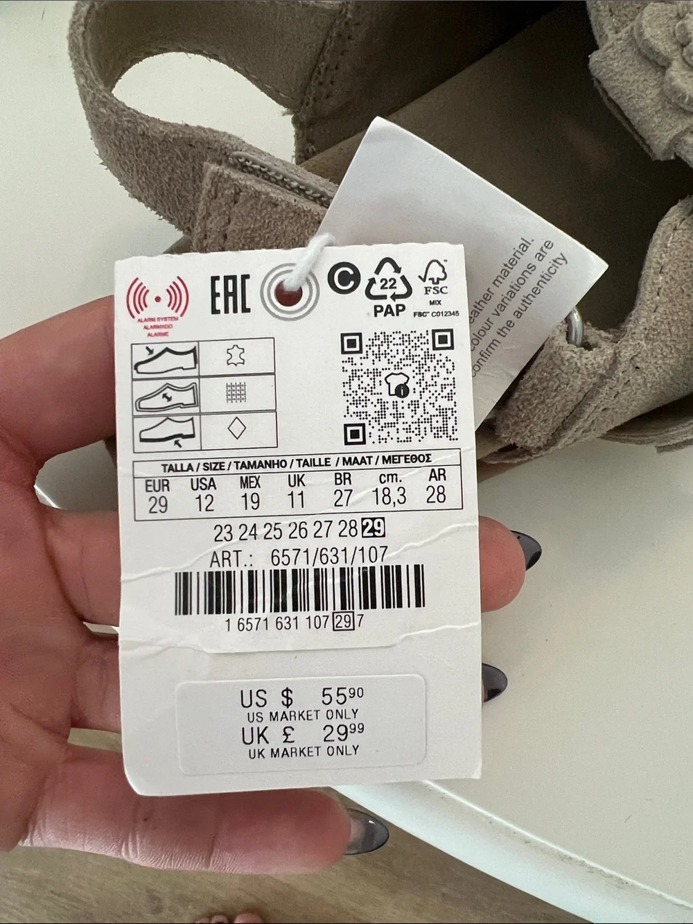 Zara Kids Taupe Suede Flower Strap Sandals